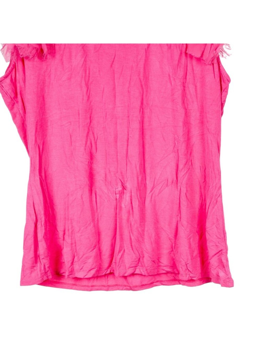 Ruffle Sleeve Tank XL Womens Pink Unfinished Hems Stretch Rayon Boho Summer - Picture 3 of 5